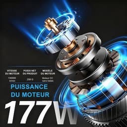 Deze krachtige mini-föhn is perfect voor elektronica, toetsenborden, banken en auto's. Hij haalt snelheden tot 130.000 toeren per minuut, heeft 3 windsnelheden en een 2000mAh-batterij. — thumbnail 2
