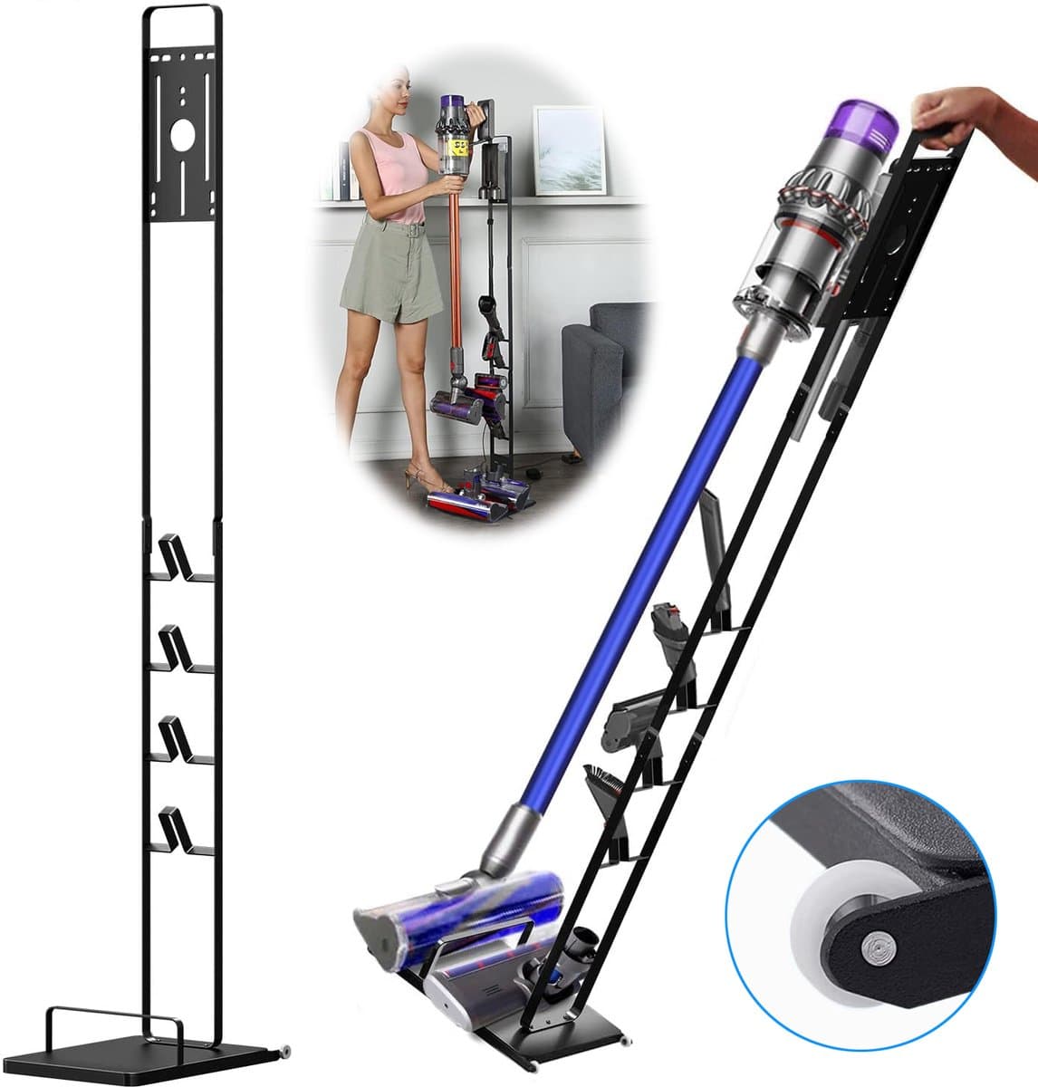 Stofzuigerhouder Compatibel Met Dyson V15 V12 V11 V10 V8 V7 V6 - Vloeropbergrek Met Wielen - Stofzuigerstandaard - Metalen Opbergbeugel/Houder — afbeelding 1