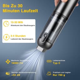 Mini Stofzuiger Draadloos - Kruimeldief - Auto Stofzuiger - Interieur — thumbnail 4