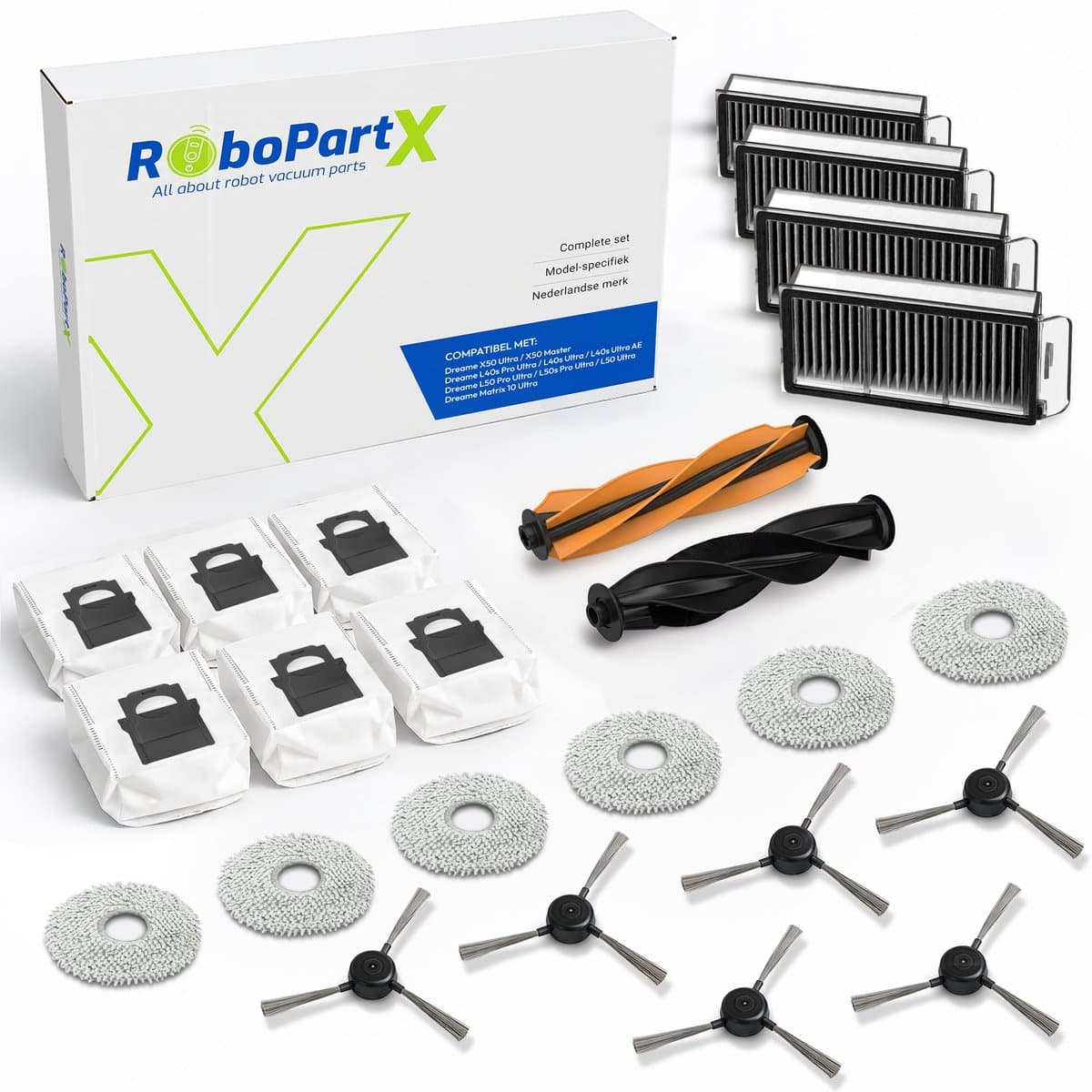 24-delige Complete Accessoires Set Geschikt voor Dreame X50 Ultra Complet / L40s Pro Ultra / L50 Pro / Matrix 10 Ultra Robotstofzuiger - Onderhoudsset - Reserveonderdelen — afbeelding 1