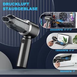 Handstofzuiger - Draadloze Blazepomp - Auto Keuken PC - 3-in-1 Multifunctioneel - 18000PA - Zilver Grijs — thumbnail 5