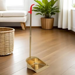 Stoffer en blik - Vuilnisschep - Efficiënt schoonmaken - Brede schepmond - 82 cm lang - Goud — thumbnail 4
