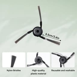 Zijborstels Stofzuiger - Reserveonderdelen Robot - Huis Schoonhouden - Zachte Nylon Haren - 8 Stuks - Zwart — thumbnail 4
