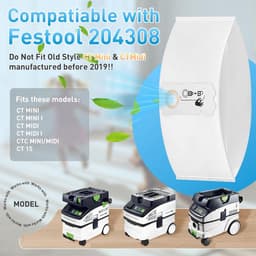 15 stuks-SELFCLEAN filterzak SC-FIS-CT MINI/MIDI-2/5 voor Festool CT MINI/MIDI/15 stofzuiger vanaf bouwjaar 2019- stofzuigerzakken-reserveonderdelen- grote capaciteit reservezakken- accessoires-204308 — thumbnail 4