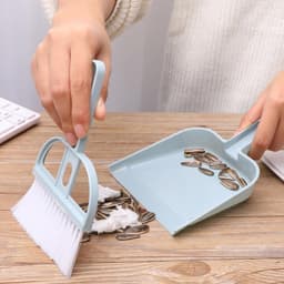 Bezem en veegschep set - Reinigingsset bureau - Kleine ruimtes reinigen - Zacht en krasvrij - 18 cm — thumbnail 2
