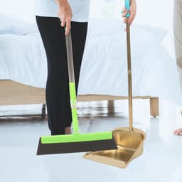 Staande stoffer - Veegset lange steel - Huishoudelijk schoonmaken - Verdikt roestvrij staal - 80 cm lengte - Goud — thumbnail 3