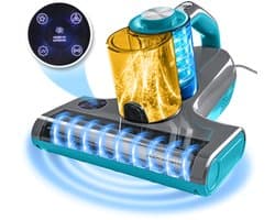 CLEANmaxx 3-in-1 mijtzuiger met 55 °C hete lucht, UV-C-licht en 15 kPa zuigkracht | Matraszuiger verwijdert 99,9% van de mijten | HEPA-filter voor mensen met allergieën en ultrasoon geluid, ideaal voor matrassen en bekleding
