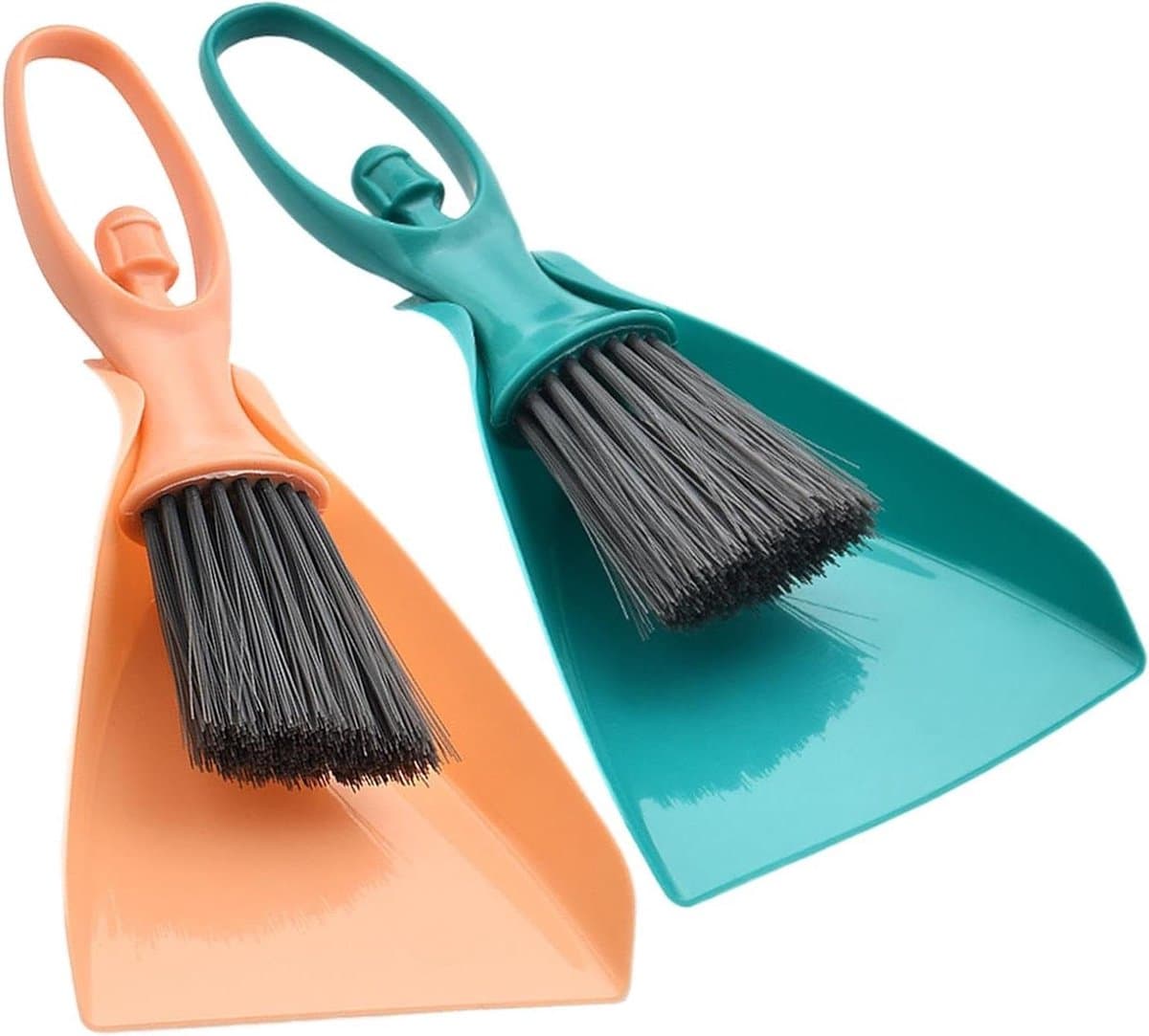 Mini Bezem Stoffer - Kleine Schoonmaakset - Aanrecht Reinigen - Antislip Handgreep - 11x23.5 cm - Oranje — afbeelding 1