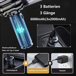 Draagbare Stofzuiger - Handstofzuiger Accu - Auto Keuken Schoon - 4-in-1 Blazen Zuigen - 22000 Pa - Zwart — thumbnail 4