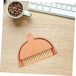 Stoffer Set - Mini Bezem - Kleine Ruimtes - Stevig Hout Materiaal - 14.5 cm - Wit — thumbnail 2