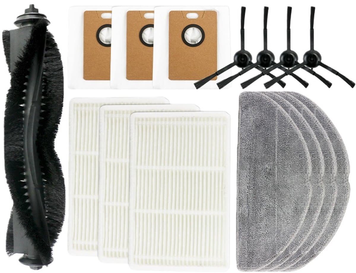 Vervangende Onderdelen - 15-Delige - Geschikt voor Tapo RV30 Max Plus/RV20 Max Plus Robotstofzuiger - 1 Rolborstel, 4 Zijborstels, 3 HEPA-Filters, 3 Stofzakken, 4 Dweilpads - Accessoireset — afbeelding 1