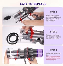 Stofemmer Geschikt Voor Dyson V10 Sv12 - Vervangende Stofbak - Vervangend Onderdel Voor Draadloze Steelstofzuiger - Reserveonderdeel - Transparante Stofbak / Stofemmer - Accessoires - Afvalreservoir - Transparante — thumbnail 3