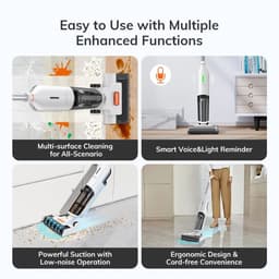 Draadloze Nat-Droog Slimme Dweilwas - 5500Pa Zuigkracht - 1 Min Zelfreinigend - Grote Dubbele Watertank - Harde Vloeren Reinigen - Draadloos & Handig - Automatische Vloerdetectie - Efficiënt & Hygiënisch — thumbnail 2