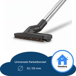 Kleanburg® Universele Parketborstel met Paardenhaar 32–35 mm inclusief paspijpje - Voor parket, hout, laminaat en tegels geschikt voor Miele - Bosch - Inventum - Numatic - Philips - Nilfisk en vele anderen. — thumbnail 4