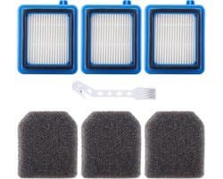 6-delige filterset — geschikt voor AEG QX6-, QX7-, QX8-2- en FX9-series — Vervangingsmodel: ASKW1 — Bevat 3 filters en 3 schuiminzetstukken — Wasbaar en duurzaam — Inclusief reinigingsborstel