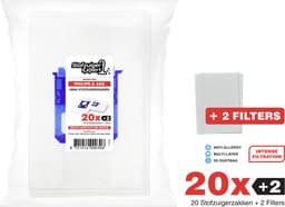 20x S-Bag 3D Stofzuigerzakken geschikt voor Philips, AEG, Electrolux - 20 stofzakken + 2 Filters - A-Kwaliteit Alternatief Microvezel Zakken — thumbnail 2