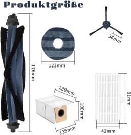 robotstofzuiger onderhoudsset - 19 stuks - Vervangende Onderdelen - Geschikt voor Eufy Robotstofzuiger OMNI C20 - Inclusief 6 stofzuigerzakken & 1 Roterende borstel & 4 zijborstels & 4 dweildoeken & 4 Filter - Complete Reinigingsset — thumbnail 2