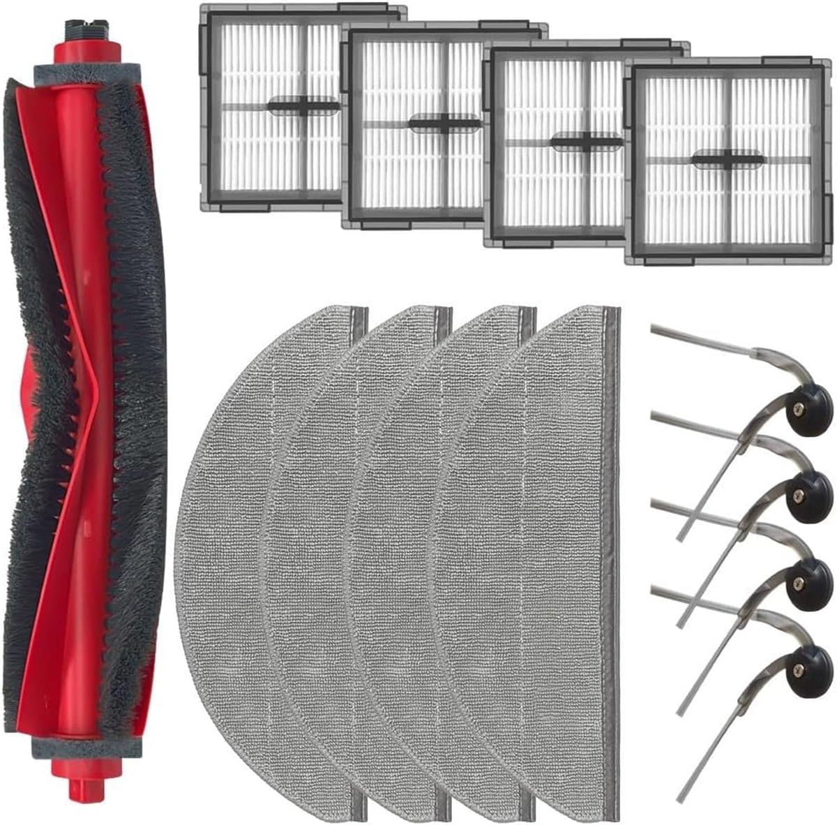 13 stuks vervangende accessoires geschikt voor Roborock Q10 VF+/PF robotstofzuiger - 1 hoofdborstels, 4 zijborstels, 4 HEPA-filters, 4 dweilpads — afbeelding 1