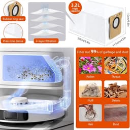 PolkaHome® Complete Accessoireset geschikt voor Dreame L10s Ultra, L10 Ultra, L10s Pro, L10s Pro Gen 2, L10 Prime, L10 Pro & Xiaomi X10+, X20+... Hoofdborstel, Filters, Stofzakken, Zijborstels en Dweilpads. Onderdelen — thumbnail 2