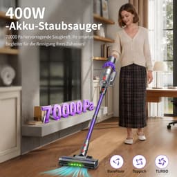 RAYOFI Steelstofzuiger - accu stofzuiger - Steelstofzuiger Draadloos 70000PA - LED-Display - draadloze stofzuiger - 3 Standen Zuigkracht -Steelstofzuigers - Anti-klit vloerborstel - 20-60 Min Werktijd - 1,8L - Paars — thumbnail 2
