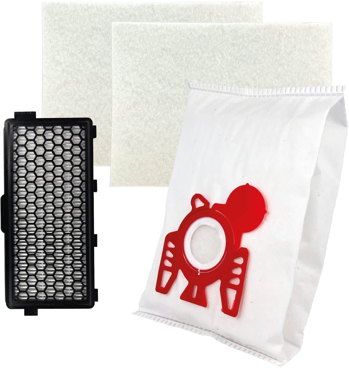 Multaparts® stofzuigerzakken set met filters geschikt voor Miele Compact C1, Compact C2, S4, S6 serie | Set met stofzuigerzakken type FJM (10 x), motorfilter (2 x), HEPA filter — afbeelding 1
