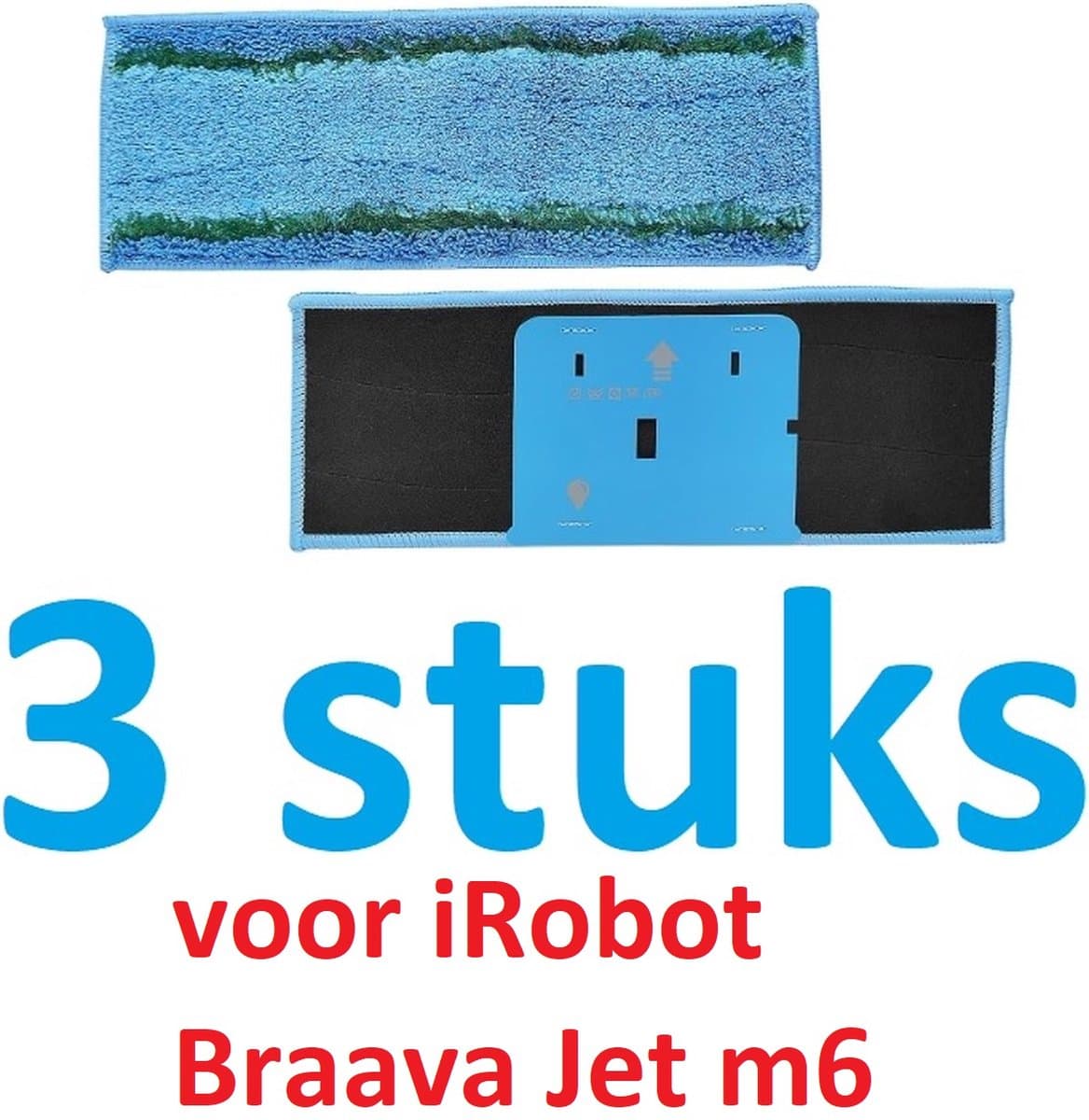 3 x Wasbare dweildoeken voor dweilrobot - maat: 28 cm x 10.4 cm - accessoires voor Braava Jet M6 - iRobot - vervanging van hoge kwaliteit - microvezel - dweilpads - dweilrobot - Passen niet op de elektrische dweilen. — afbeelding 1