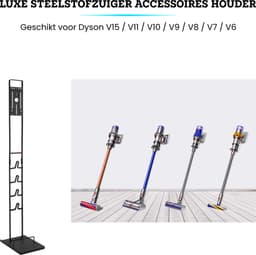 Somstyle Luxe Houder Geschikt voor Dyson V15, V11, V10, V9, V8, V7 & V6 Steelstofzuiger - Standaard - Opbergrek Accessoires - Zwart — thumbnail 2