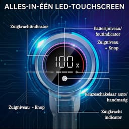 Stofzuiger Draadloos 500 Watt met 32000Pa Zuigkracht - Touchscreen - 60 minuten Looptijd - Afneembare Oplaadbare Accu - Voor Vloer, Tapijt, Dierenharen - (Energieklasse A+++) — thumbnail 2