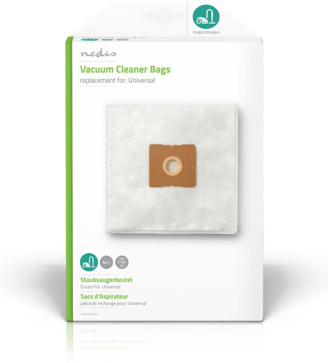 Nedis Stofzuigerzak - 4 Stuks - Synthetisch - Meest verkocht voor: Universeel - Wit — afbeelding 1