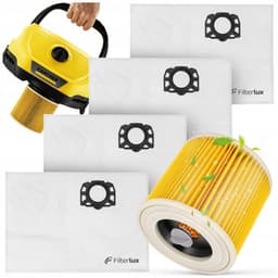 4x synthetische Karcher WD3 stofafzuigtanden + filter — thumbnail 5