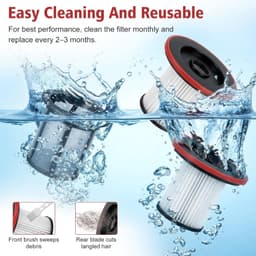 2-delige set HEPA-filters geschikt voor Bosch Unlimited 6-stofzuiger (12033215/12030438) - Wasbaar & herbruikbaar - hoge filtratie - vervangend filter geschikt voor Bosch Serie 6 inclusief - reinigingsborstel (voor BBS6/BCS6/BKS6/BSS6) — thumbnail 4