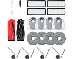 18 Accessoireset voor Roborock Qrevo Curv/Edge/S5V/Curv S5X/Edge S5A van MMOBIEL – 2 Hoofdborstels, 4 Zijborstels, 4 HEPA-filters, 4 Dweilpads & 4 Stofzakken