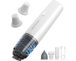 Kruimeldief - Handstofzuiger - Draadloze Stofzuiger - Autostofzuiger - Draagbare Stofzuiger - Kruimelzuiger - USB Oplaadbaar - Sterke Zuigkracht - Wasbaar Filter - Inclusief 2 Filters - Draadloos - - Zonder Zak - Compact - Wit - 1 Stuk