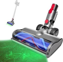 Vervangende Zuigmond Met Groene LED-Verlichting – Voor Dyson V7 V8 V10 V11 V15 – 255 mm En 90°/180° Draaibaar – Geschikt Voor Alle Vloeren – Grijs — thumbnail 1