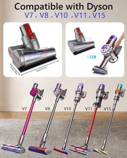 Mini Turbine Nozzle voor V7.V8.V10.V11.V15 Stofzuigers, Elektrische Matrasborstel Compatibel voor Korte Stapel Tapijten en Harde Vloeren, Ideaal voor het Schoonmaken van Matrassen Grijs — thumbnail 3