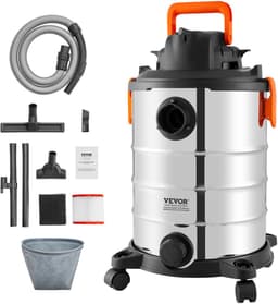 VEVOR Nat-Droogzuiger Industriële Stofzuiger 30L 6PK 1200W Zilver — thumbnail 1