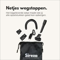 Sireza T1 - kruimeldief snoerloos - 4 opzetstukken - krachtige handstofzuiger - kruimelzuiger - nat en droog - thuis, dierenhaar en auto - opbergtas — thumbnail 3