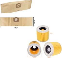Accessoirespakket voor Karcher WD3 WD3 Premium A2204 - Vervanging Stofzuigerzak 6.959-130 [Set 10] Vervanging Filter 6.414-552.0 [Set 2] — thumbnail 2