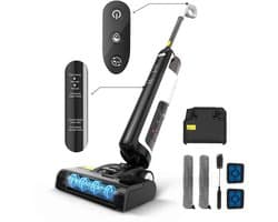 De Warenloods - Draadloze Nat Droog Stofzuiger - Alleszuiger - Vloerreiniger- Vacuüm Cleaner - Met Dweilfunctie - Zonder Zak - Wireless - Werktijd 45 minuten - Smart LED Display