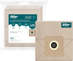 Sillar stofzuigerzakken - papier - 2 filterlagen - biologisch afbreekbaar - universeel - vervanging voor traditionele stofzuigers - Zelmer, Amica, Beko, Hoover, Philips, MPM - 17 x 16 cm - 15 stuks — thumbnail 2
