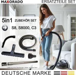 MAXORADO Stofzuiger Set 5-delig - Parketborstel + telescopische buis + handgreep met zuigregeling + slang + meubelborstel - geschikt voor Miele S8 Serie, Complete C3 - en veel meer — thumbnail 1