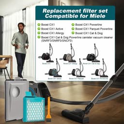 SnelShoppen - 2 Pack Vervangings HEPA Filter Set voor Stofzuiger, Compatibel met Boost CX1 Active/Allergy/Cat & Dog/Parquet PowerLine, Hygienisch AirC — thumbnail 4