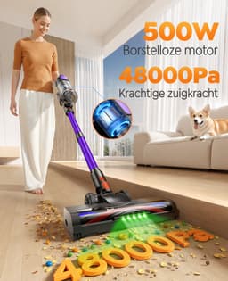 Buture VC100 - Steelstofzuiger - Draadloos - Ultralicht - 55 min Gebruikstijd - 500W - 48000PA - Compact Design - LED verlichting zuigmond zuigmond — thumbnail 5