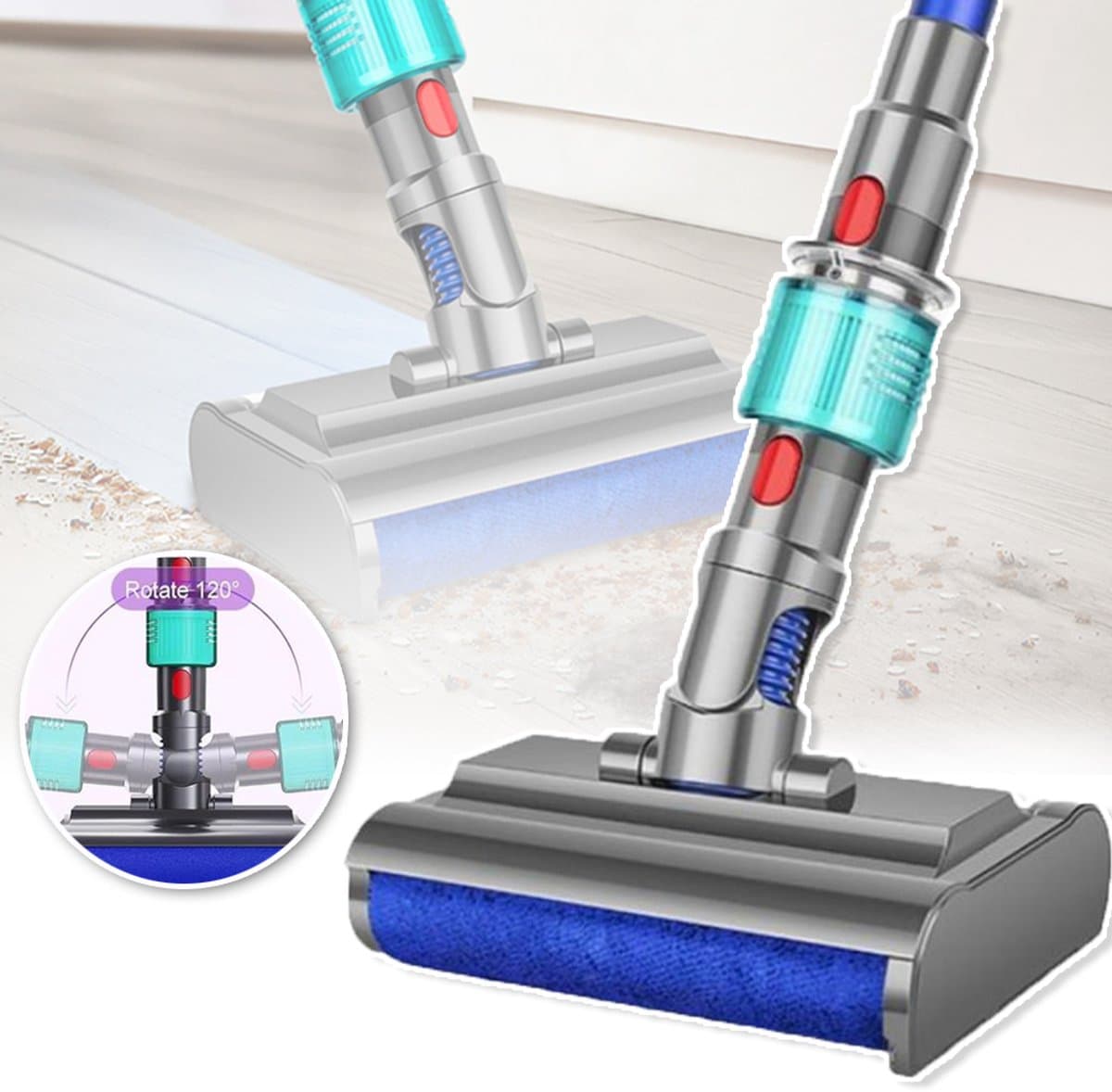 Stofzuigerborstel Met Groene LED-Verlichting - Geschikt Voor Dyson V7 V8 V10 V11 V15 - Anti-Klit Nylon Borstelharen Gemakkelijk Schoon Te Maken En Wasbaar - Ideaal Voor Dierenharen En Stof Op Harde Vloeren — afbeelding 1