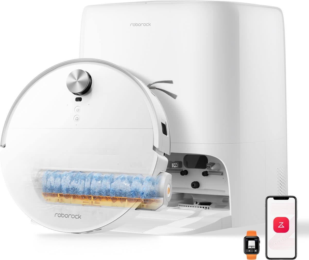 Roborock Qrevo Edge 2 Flow-Robotstofzuiger met dweilfunctie-SpiraFlow Realtime Zelfreinigende Rolmop 2.0-35000Pa-Dual Zero-Tangle-Systeem-AI Obstakelvermijding-Warmtewas dweil-tapijtbescherming — afbeelding 1