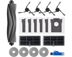 Dailygoods- Robotstofzuiger Accessoires Premium Kwaliteit - 1 Hoofdborstel - 4 Zijborstels - 2 Filters - 4 Dweildoeken - 6 Stofzakken - Compatibel met Dreame L10s Ultra Gen 3/X40 Ultra - Robotstofzuiger Onderdelen