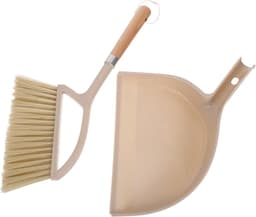 Handveger Stofblik - Mini Bezem - Bureau Schoonmaken - Houten Steel - Compact Formaat - Beige — thumbnail 1