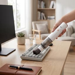 Draadloze Autostofzuiger - Mini Kruimeldief - Auto Kantoor Reinigen - Dubbele Functie Blazer - 21.5 cm Lengte - Wit — thumbnail 5