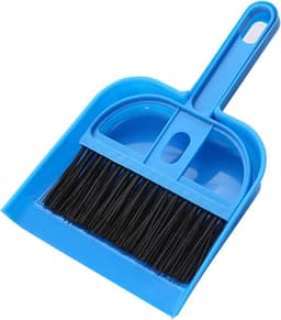 Kleine Handbezem Stofferset - Mini Stoffer Blik - Bureau Reinigen - Compact Ontwerp - 1 Set - Blauw — thumbnail 1