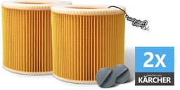 2x Filter geschikt voor KÄRCHER WD1, WD2, WD3, MV2 en MV3 stofzuigers - F6 Klasse Cilinder filter / Lamellenfilter ontworpen en geschikt voor Karcher stofzuigers — thumbnail 1